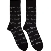 Queen Nogavice Logo Repeat Mono Black 39-45