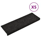Vidaxl Preproge za stopnice samolepilne 5 kosov 65x21x4 cm črne pravokotne robove