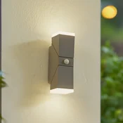Lindby LED-stenna svetilka Sally, 22 cm, siva, IP54, senzor - Sodobni - mat siva, bela - Aluminij