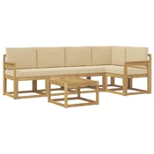 Set vanjskih sofa 6 pcs Bijela i bež Cvrsto drvo akacije