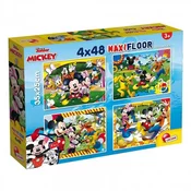 Miki Miška 2 v 1 maxi 4x48-delni puzzle in pobarvanka 35x25 cm - Lisciani