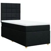 Vidaxl Box spring postelja z vzmetnico črna 90x200 cm blago