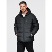 Ombre Mens quilted insulated jacket with raglan sleeves - black