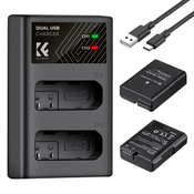 K&F CONCEPT EN-EL14 1050mAh Digital Camera Dual Battery with Dual Channel Charger, for Nikon Camera