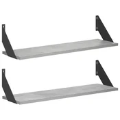 Vidaxl Stenske police 2 kos Betonsko siva 70 x 20 x 17 cm
