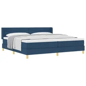 Vidaxl Postelja z vzmetnico z vzmetnico Modra 200 x 200 cm blago