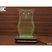 Black Cut 3D Lampa Sova, RGB
