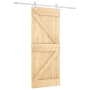 Vidaxl Drsna vrata Naravna in bela 85 x 210 cm Masiven borov les