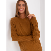 Light brown womens classic sweater with patterns