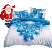 POSTELJNINA 200x220 + 2 x 70x80 SEVERNI JELENI, BOŽIČNO DREVO, MEHURČKI
