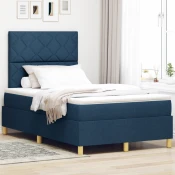 Vidaxl Postelja z vzmetnico z vzmetnico Modra 120 x 200 cm blago