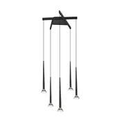 Viokef LED viseča svetilka Rina, črna/prozorna, O 51 cm, kovina, 5-svetilna. - Dnevna soba/jedilnica - Sodobni - črna, prozorna