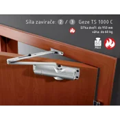Zapiralo ACT Geze TS 1000 C (SREBRNO), Zaponka + obešalnik brez zaklepanja, AC-T srebrna