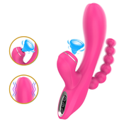 Sweet Play - G-točkovni vibrator z analno sondico in funkcijo sesanja (rožnate barve)