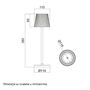 BBLINK T16011 Stona lampa punjiva 3W 3000K IP54, Crna