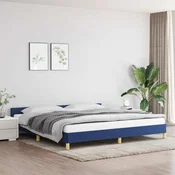 Okvir kreveta s uzglavljem bez madraca plavi 200x200 cm tkanine