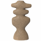 ferm LIVING Svečnik za namizne sveče YARA 19,5 cm, peščena, kamnita posoda, čvrsta LIVING