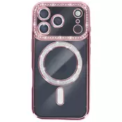AVIZAR Ovitek za iPhone 17 Pro, združljiv z MagSafe, z okrasnim obrisom iz strasa, Šampanjec roza, (5000189162)
