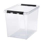 Škatla za shranjevanje, plastična, 25 l, črni ročaji, SMARTSTORE Classic 16, prozorna