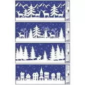 Bleščeča okenska nalepka z vzorcem zimskega prizora - 60 x 23 cm, različne vrste