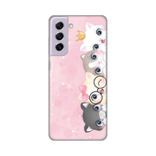 Torbica Silikonska Print Skin za Samsung G990 Galaxy S21 FE Pink Cats