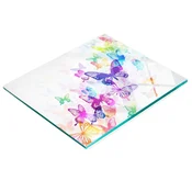 shumee Steklena dekorativna servirna deska za prigrizke, pisani metulji 60x52 cm