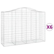 Vidaxl Obokane gabion košare 6 kosov 200x50x140/160cm pocinkano železo