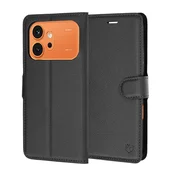 Techsuit Leather Folio preklopna maska za Honor 600 / 600 Pro – crna