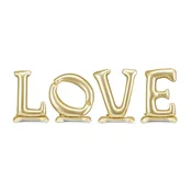 Zlati folijski balon napis LOVE, stoječ, 350x114 cm – elegantna poročna dekoracija