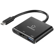 Renkforce Renkforce RF-5133676 USB-C® / HDMI adapter [1x moški konektor USB-C® - 1x ženski konektor HDMI\, USB-C® vtičnica (power delivery)\, USB-A] črna 20 cm, (20451298)