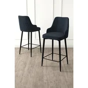 Hanah Home set od 6 barskih stolica Tera, antracit tkanina Babyface, crne metalne noge