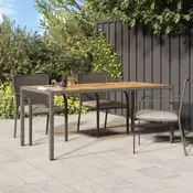 Vidaxl vidaXL Vrtna miza 190x90x75 cm PE ratan in akacijev les siva