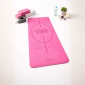 shumee Dvobarvna ženska podloga ZA VADBE ZA JOGO, PILATES, FITNES Z ORIENTACIJSKIMI ČRTAMI, PROTI DRSEČA