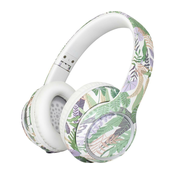 Sencor - Brezžične slušalke z mikrofonom 3,7V/400 mAh zelena/bela