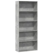 shumee vidaXL Knjižna omara betonsko siva 80x30x189 cm