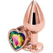 Analni čep z diamantom Rose Gold Heart, majhen