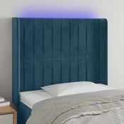 LED uzglavlje tamnoplavo 83x16x118/128 cm baršunasto