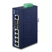PLANET IP30 Industrial L2+/L4 4-Port 10/100/1000T + 2-port 100/1000X SFP Full Managed Switch (-40 to 75 C, dual redundant power input on 12~48VDC terminal block, ERPS Ring Supported, 1588) (IGS-5225-4T2S)