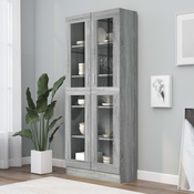 vidaXL Vitrina siva sonoma 82,5×30,5×185,5 cm konstruiran les