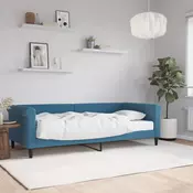 Greatstore Dnevna postelja z vzmetnico modra 90x200 cm žamet