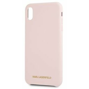 Karl Lagerfeld ovitek Gold Logo Silicone Pink za iPhone XS Max KLHCI65SLLPG