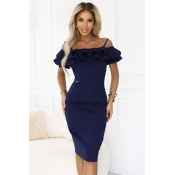 599-3 CARMEN Fitted midi dress in Spanish style - navy blue