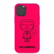 KARL LAGERFELD KLHCP12MSILFLPI za iPhone 12 ali 12 Pro pink silikonska zaščita - Full Body Iconic