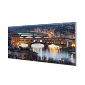 tulup.si Slika na akrilnem steklu Italija bridges noč reka 125x50 cm 4 obešalnika