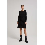 Marisse Black Dress With Long Sleeves And A Flared Bottom