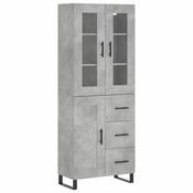 Greatstore Visoka komoda betonsko siva 69,5x34x180 cm inženirski les