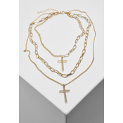 Necklace with layering and cross - gold colors