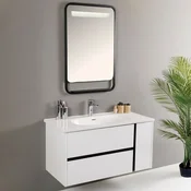 HANAH HOME Kupatilski ormarić sa umivaonikom i ogledalom (2 komada) Linear Bianco