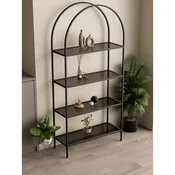 Hanah Home Linda polica za knjige 80 × 172 × 30 cm, crna / dimljeno staklo