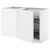 METOD Ug. podni ormaric s izvlac. umet., bela/Voxtorp matirano bela, 128x68 cm